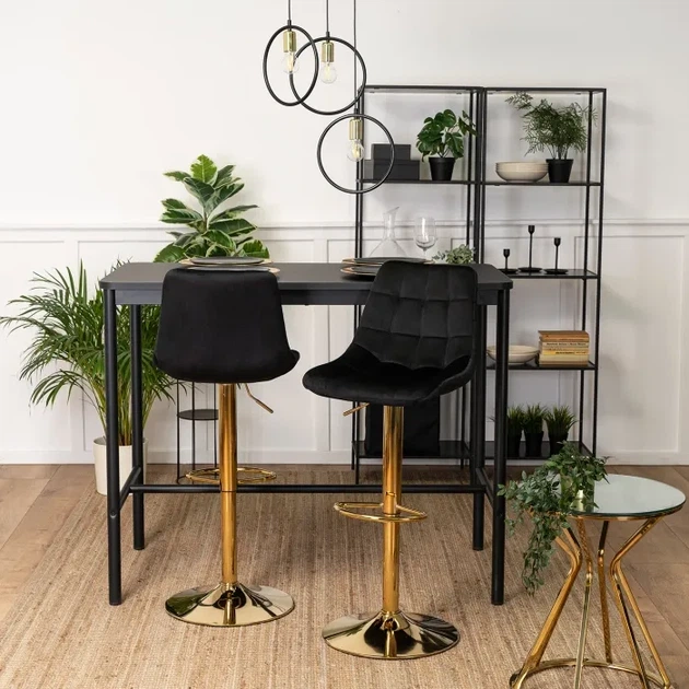 Барний стілець оксамитовий MEBEL ELITE ARCOS, Чорний / золотий ME.ARCOS/CZ/ZL/V/H - зображення 2
