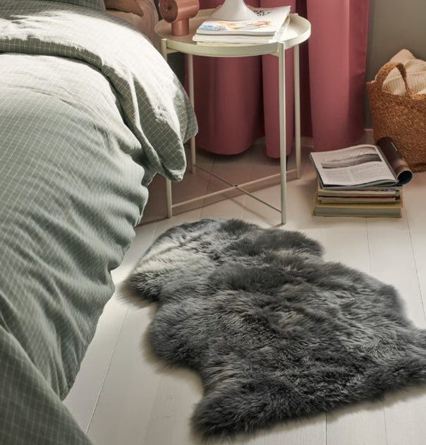 Килим IKEA ULLERSLEV Овеча шкіра 85 см Світло-сірий 405.013.02 - зображення 2
