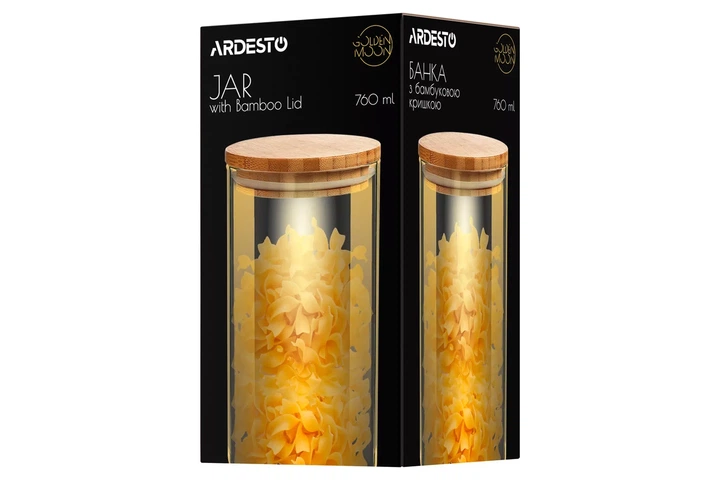 Банка для хранения ARDESTO Golden Moon круглая 760 мл стекло с бамбуковой крышкой (AR1376BLRG) - Фото 2 Банка для хранения ARDESTO Golden Moon круглая 760 мл стекло с бамбуковой крышкой (AR1376BLRG) - изображение 2