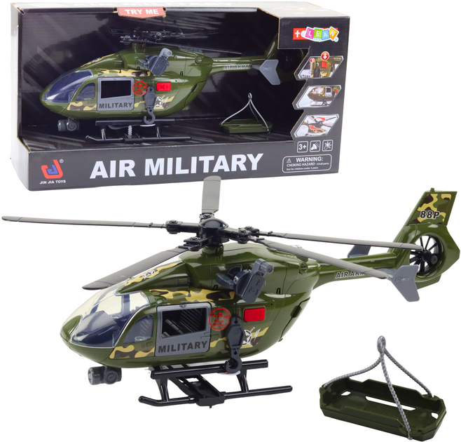 Іграшка LEAN Toys Військовий вертоліт з гаком і носилками а також зі світлом і звуками 1:12 21466 (5905991038627) - зображення 2