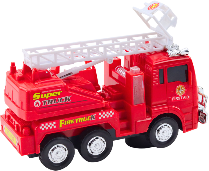 Wóz strażacki LEAN Toys Straż pożarna z ruchomą drabiną oraz światłami i dźwiękami 24788 (5905991058380) - obraz 4
