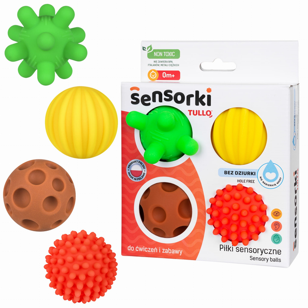 Piłeczki sensoryczne Tullo Sensorki 4 szt Wielokolorowe (5905094774958) - obraz 1