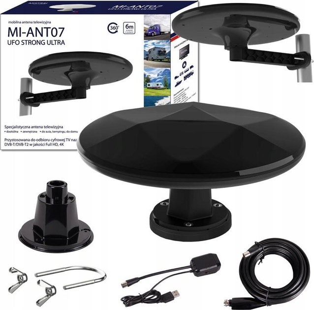 ТВ-антена Mistral мобільна Ufo Strong Ultra MI-ANT07 Black (5908313151585) - зображення 5