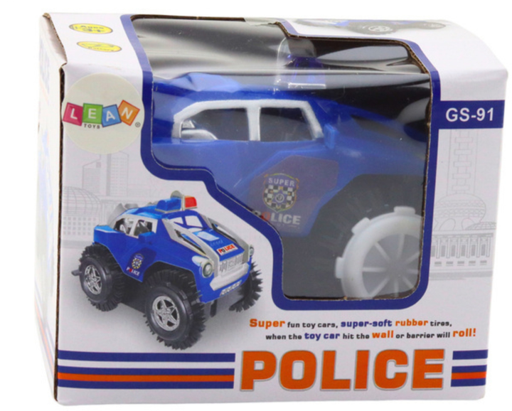 Zabawka LEAN Toys Autko policyjne przewrotek z czujnikiem przeszkód I z obrotem 360° oraz ze światłami i dźwiękami Niebieskie 24769 (5905991058199) - obraz 1