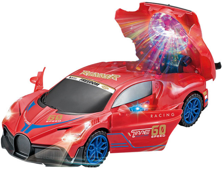 Zabawka LEAN Toys Auto sportowe z czujnikiem przeszkód i kulą LED obrotem 360° ze światłami i dźwiękiem Czerwone 24770 (5905991058205) - obraz 4