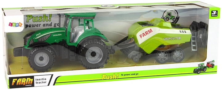 Zabawka LEAN Toys Ciągnik rolniczy z siewnikiem z napędem frykcyjnym Zielony 14835 (5905515353007) - obraz 1
