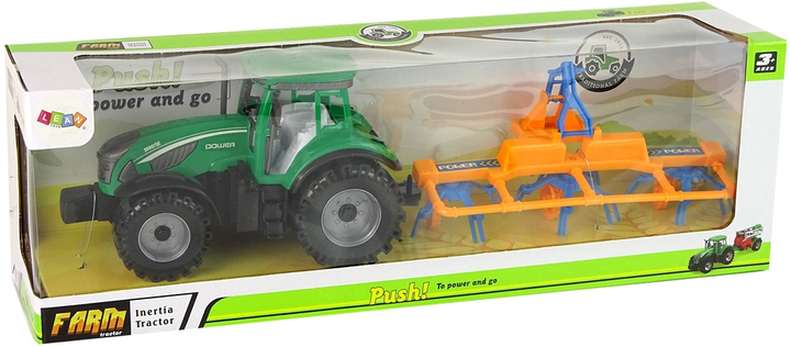 Zabawka LEAN Toys Ciągnik ze zgrabiarką z napędem frykcyjnym Zielony 14840 (5905515353052) - obraz 1