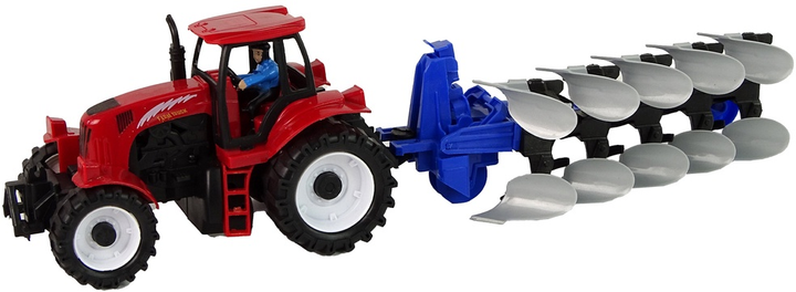 Zabawka LEAN Toys Farma Traktor z pługiem Czerwony 14851 (5905515353168) - obraz 3