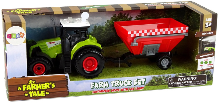 Zabawka LEAN Toys Farma Traktor z odpinaną przyczepą na zboże z dźwiękiem Zielony 15217 (5905515356022) - obraz 1