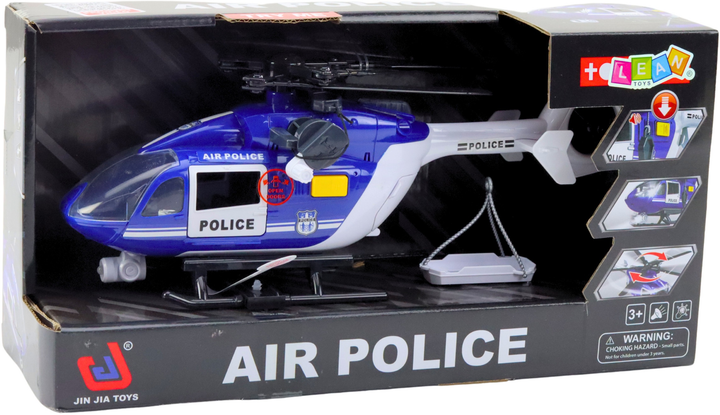 Zabawka LEAN Toys Helikopter policyjny z hakiem noszami oraz ze światłami i dźwiękami 1:14 21465 (5905991038610) - obraz 1
