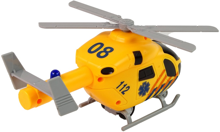 Zabawka LEAN Toys Helikopter ratunkowy Ambulans ze światłami dźwiękiem i śmigłami Żółty 13612 (5905515359504) - obraz 4