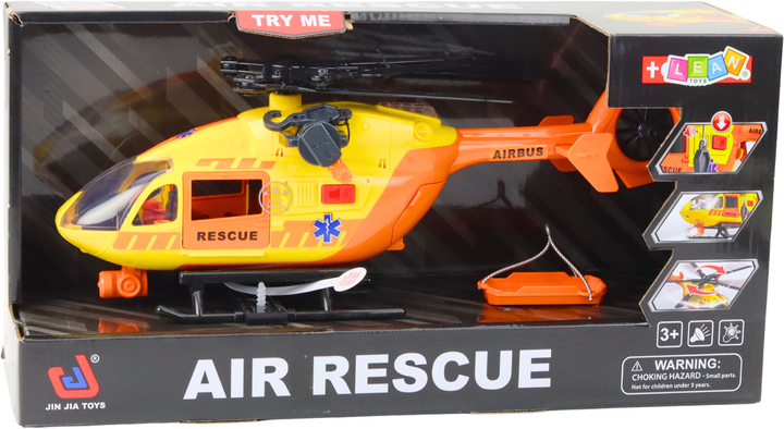 Zabawka LEAN Toys Helikopter ratunkowy z hakiem i noszami oraz ze światłami i dźwiękami Pomarańczowy 1:12 21460 (5905991038566) - obraz 1