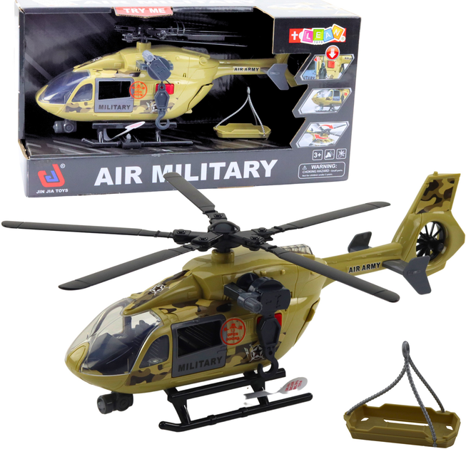 Zabawka LEAN Toys Helikopter wojskowy militarny z hakiem i noszami oraz ze światłami i dźwiękami 1:14 21467 (5905991038634) - obraz 2