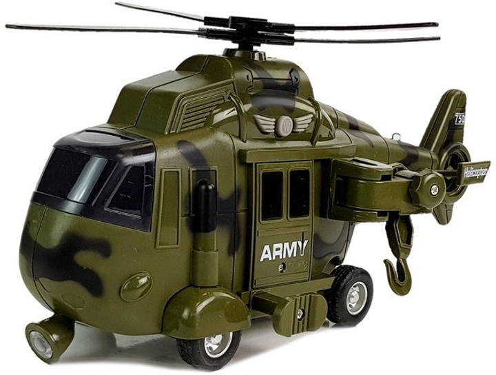 Zabawka LEAN Toys Helikopter wojskowy ratunkowy z hakiem oraz ze światłami i dźwiękami 1:16 7386 (5908275998990) - obraz 4