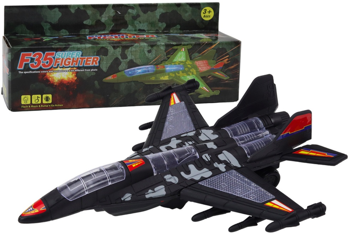 Іграшка LEAN Toys Військовий винищувач F35 що їздить з світлом і звуками Чорний 17859 (5905991007098) - зображення 2