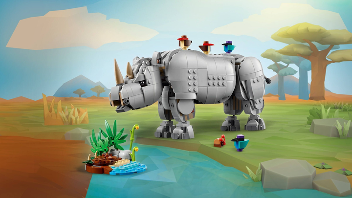 Zestaw klocków LEGO Creator Dzikie zwierzęta: dumny nosorożec z ptakami 780 elementów (31171) - obraz 8