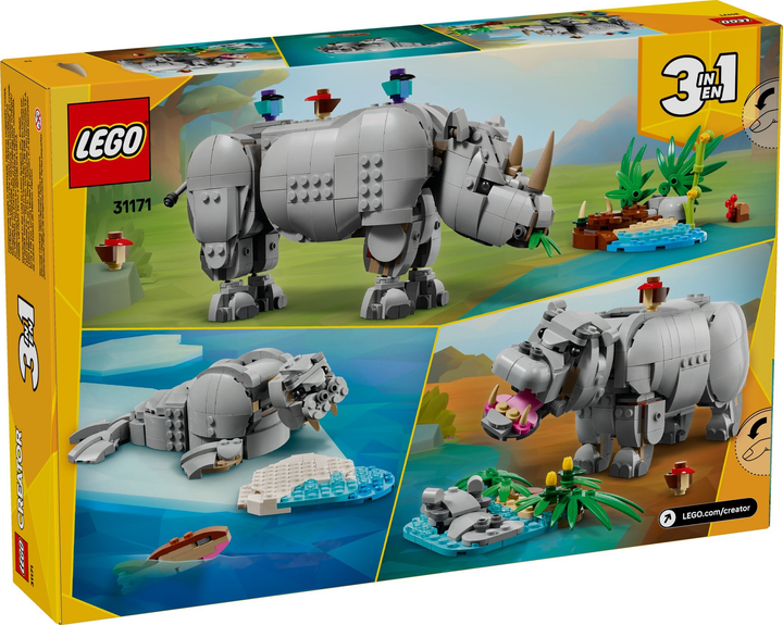 Zestaw klocków LEGO Creator Dzikie zwierzęta: dumny nosorożec z ptakami 780 elementów (31171) - obraz 9