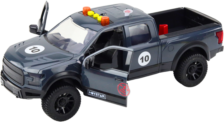 Zabawka LEAN Toys Samochód pickup z motocyklem światłami i dźwiękami 1:12 Szary 24713 (5905991057635) - obraz 4