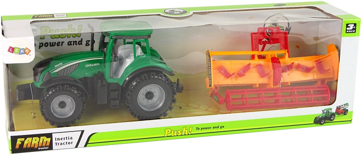 Zabawka LEAN Toys Traktor z kultywatorem z napędem Zielono-pomarańczowy 14842 (5905515353076) - obraz 1