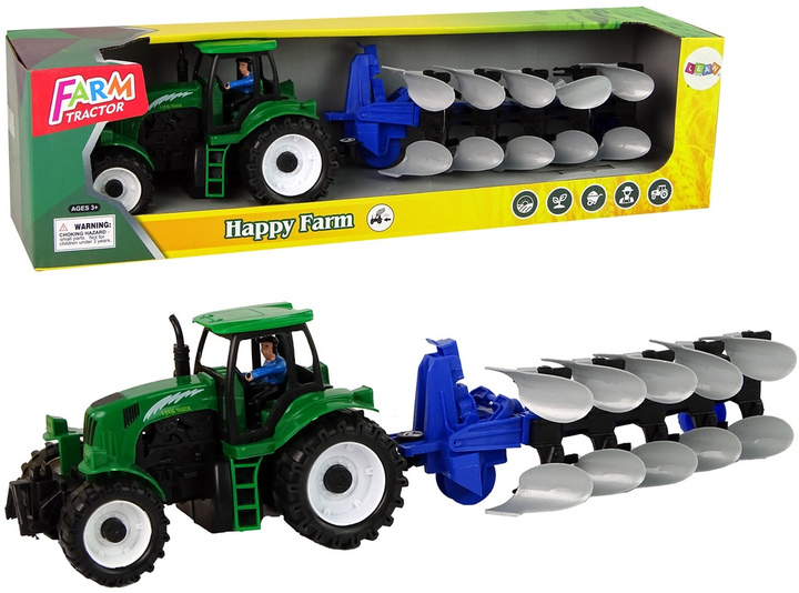Zabawka LEAN Toys Traktor z pługiem farma Zielony 14850 (5905515353151) - obraz 2