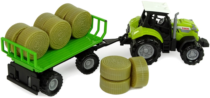 Іграшка LEAN Toys Трактор з причепом і тюками сіна зі звуком Зелений 11112 (5905214974107) - зображення 3