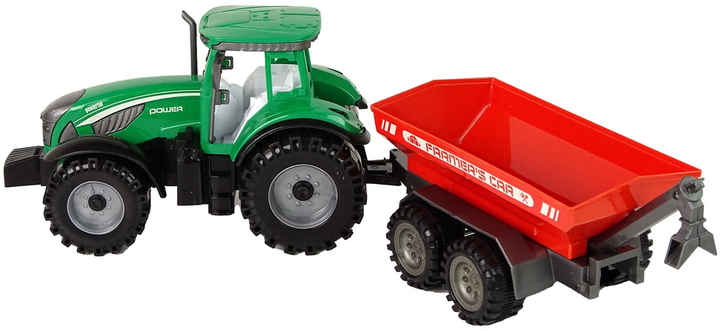 Zabawka LEAN Toys Traktor z przyczepą z napędem frykcyjnym Zielono-czerwony 14834 (5905515352994) - obraz 8