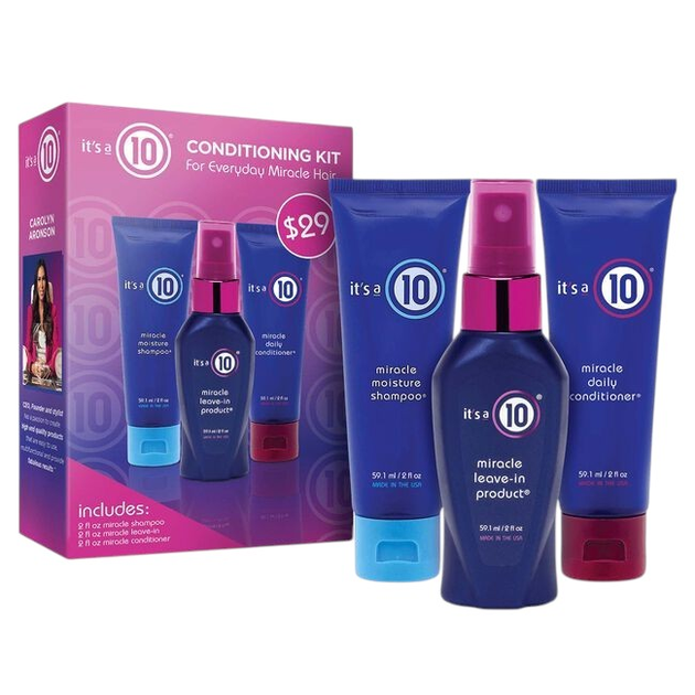 Zestaw do pielęgnacji włosów It's a 10 Szampon Miracle Moisture 59 ml + odżywka Miracle 59 ml + Odżywka Miracle bez spłukiwania 59 ml (850011058008) - obraz 1
