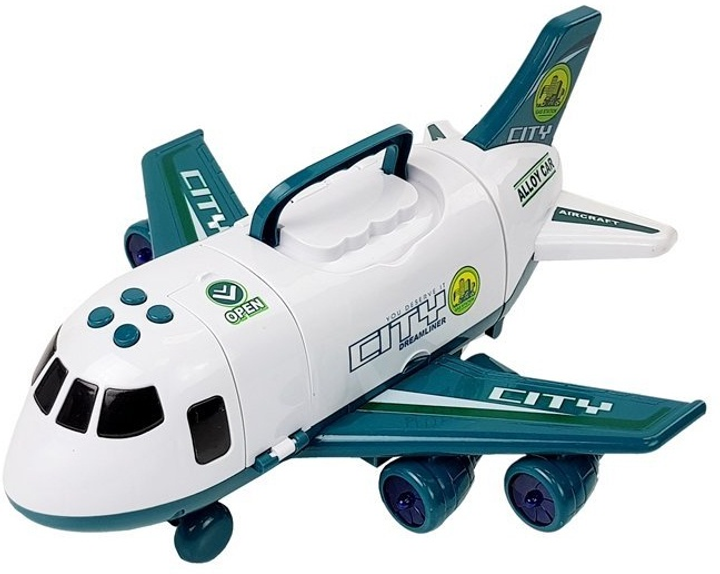Zestaw zabawek LEAN Toys City Samolot rozkładany z autkami światłami i dźwiękami 1:64 Biały 7391 (5908275999041) - obraz 4
