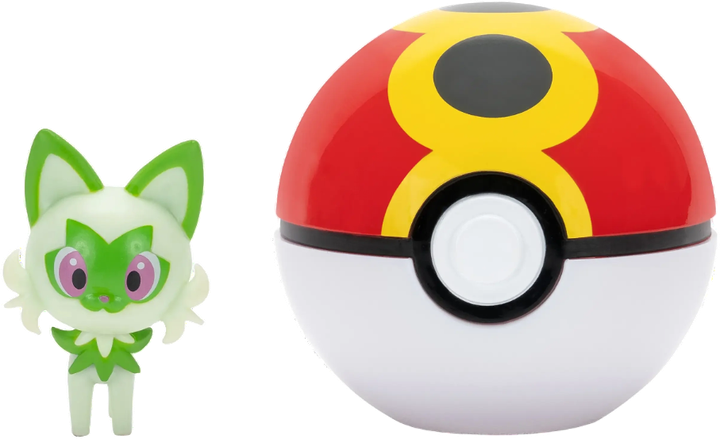 Figurka Jazwares Pokemon Clip N Go Sprigatito z Repeat Ball (0191726757818) - obraz 3