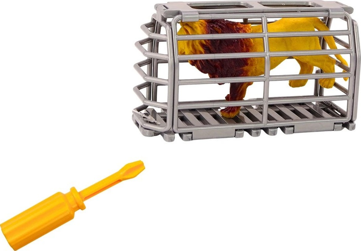 Zestaw zabawek LEAN Toys Samolot awionetka rozkręcany do transportu zwierząt z klatką lewem Pomarańczowy 18704 (5905991018186) - obraz 4
