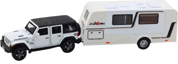 Набір іграшок LEAN Toys металевий з приводом світлом і звуком Позашляховик + Кемпер 1:32 Білий 24747 (5905991057970) - зображення 3
