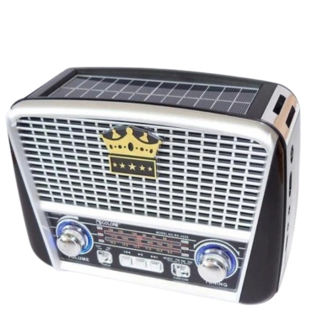 Сучасний радіоприймач акумуляторний GOLON RX-455 SOLAR USB+SD сонячна батарея FM радіо LED ліхтарик Silver - изображение 5