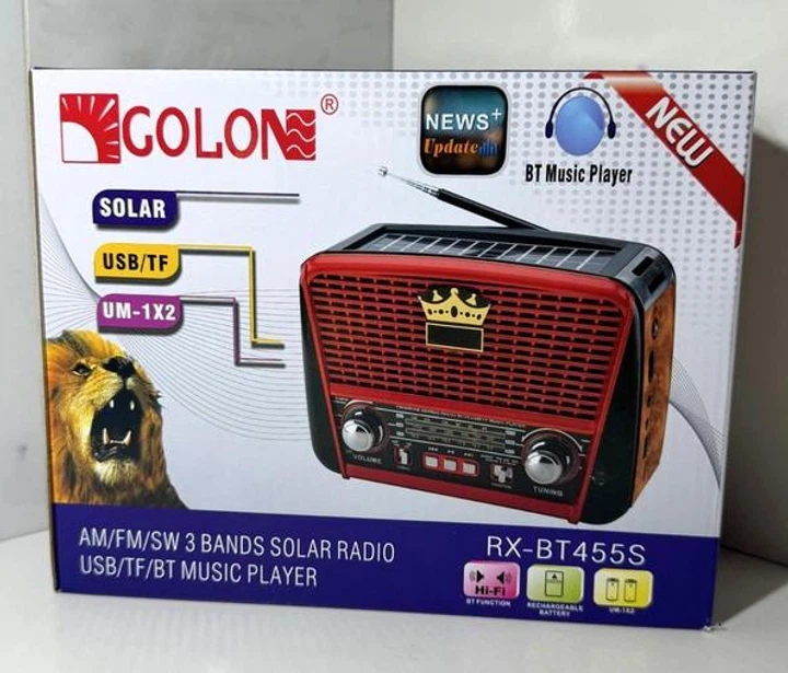 Портативний багатофункціональний радіоприймач GOLON RX-455S з USB, SD радіо з акумулятором і сонячною панеллю - изображение 4