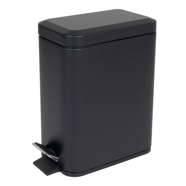 Відро для сміття з плавним закриванням прямокутне Zerix Sansa-TC0105 Black 5 л колір чорний нерж. сталь (ZX5894) - зображення 2