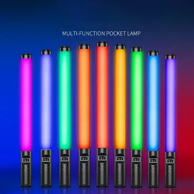 LED - освітлювач, відеосвітло, жезл RGB - Rainbow Stick Light 50 см з вбудованим АКБ та пультом - зображення 14