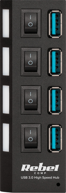 USB-хаб Rebel USB 3.0 4 ports Black (5901890029025) - зображення 2