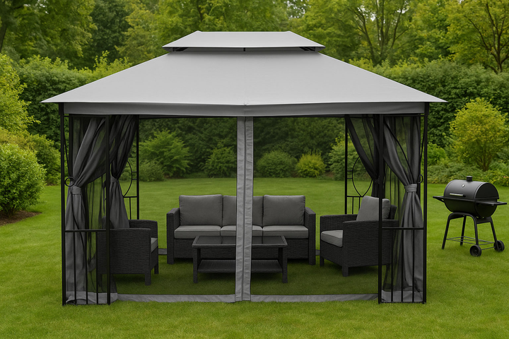 Moskitiera do pawilonu ogrodowego 3x4 m ModernHome by Multistore (1701-N3X4-GREY) - obraz 3