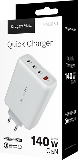 Ładowarka Kruger&Matz 140W GaN QC PD White (5901890117838) - obraz 6
