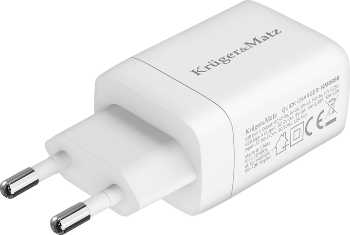 Ładowarka Kruger&Matz 45W GaN QC PD White (5901890107082) - obraz 2