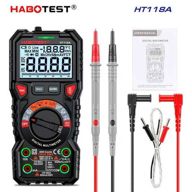 Цифровой мультиметр Habotest HT118A, TrueRMS - Фото 3 Цифровой мультиметр Habotest HT118A, TrueRMS - изображение 3