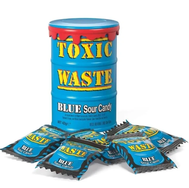Асорті кислих цукерок Toxic Waste Candy Nuclear Fusion синя бочка 1 шт. 42 г - зображення 2