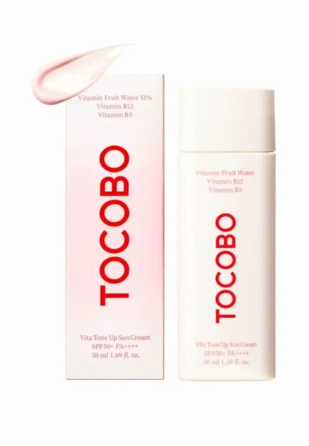 Вітамінний легкий сонцезахисний крем для обличчя Tocobo Vita Tone Up Sun Cream, SPF 50+ PA++++, 50 мл - Фото 2 Вітамінний легкий сонцезахисний крем для обличчя Tocobo Vita Tone Up Sun Cream, SPF 50+ PA++++, 50 мл - зображення 2