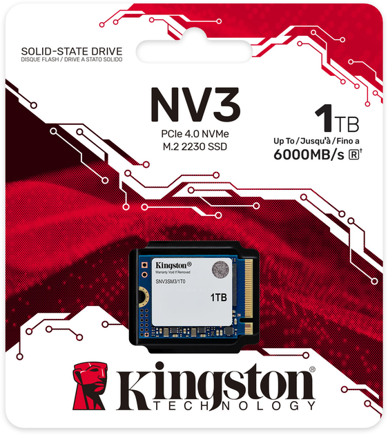 SSD диск Kingston NV3 1TB M.2 2230 NVMe PCIe 4.0 x4 3D NAND (SNV3SM3/1T0) - зображення 3