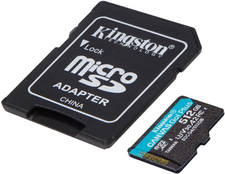 Karta pamięci Kingston microSDXC 512GB Canvas Go! Plus G4 Class 10 UHS-I U3 V30 A2 + adapter SD (SDCG4/512GB) - obraz 2