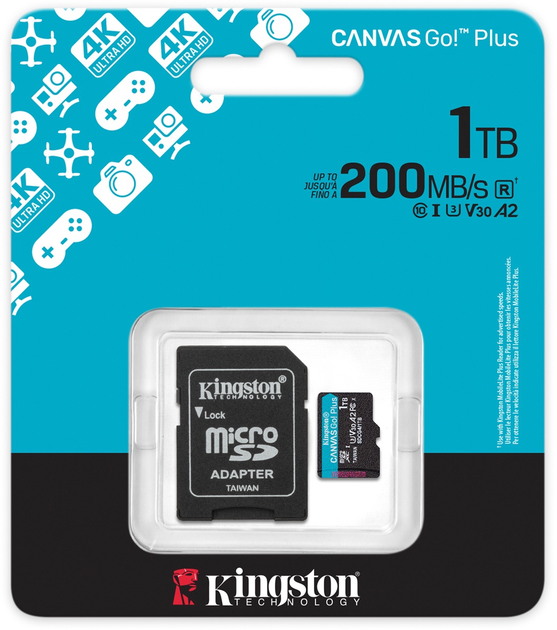 Karta pamięci Kingston microSDXC 1TB Canvas Go! Plus G4 Class 10 UHS-I U3 V30 A2 + adapter SD (SDCG4/1TB) - obraz 4