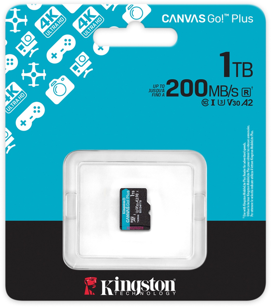 Karta pamięci Kingston microSDXC 1TB Canvas Go! Plus G4 Class 10 UHS-I U3 V30 A2 (SDCG4/1TBSP) - obraz 4
