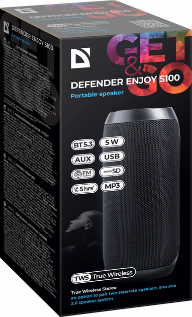 Głośnik przenośny Defender Enjoy S100 5 W Bluetooth Black (4745090823820) - obraz 6