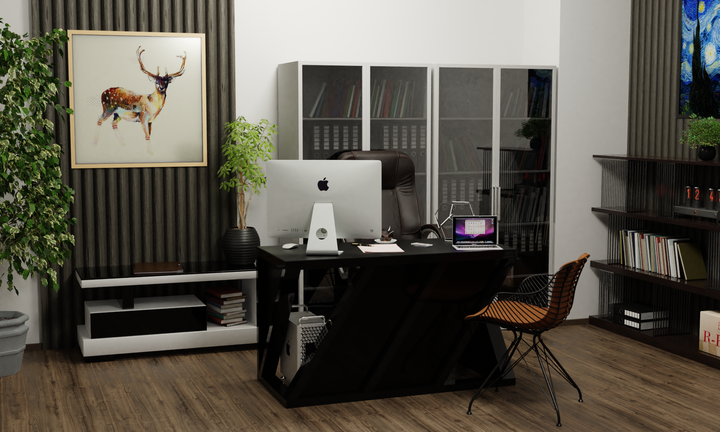 Скляний комп'ютерний стіл Петтон black. БЦ стол (1300 x 600 x 750) - Фото 4 Скляний комп'ютерний стіл Петтон black. БЦ стол (1300 x 600 x 750) - изображение 4