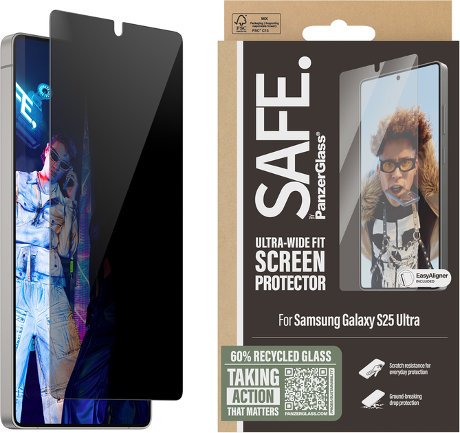 Szkło ochronne PanzerGlass SAFE. Privacy do Samsung Galaxy S25 Ultra | Ultra-Wide Fit (PG_SARPUWFG38488) - obraz 1