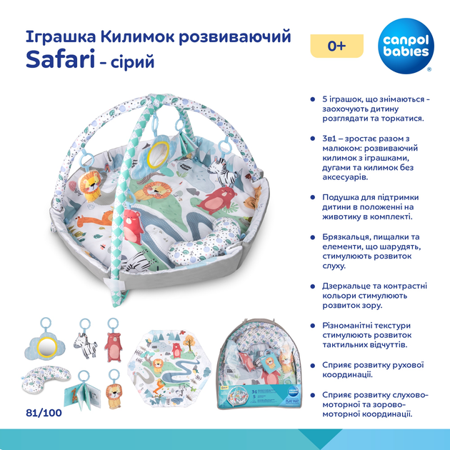 Килимок Розвивальний Canpol Babies Safari Сірий (81/100) - зображення 18